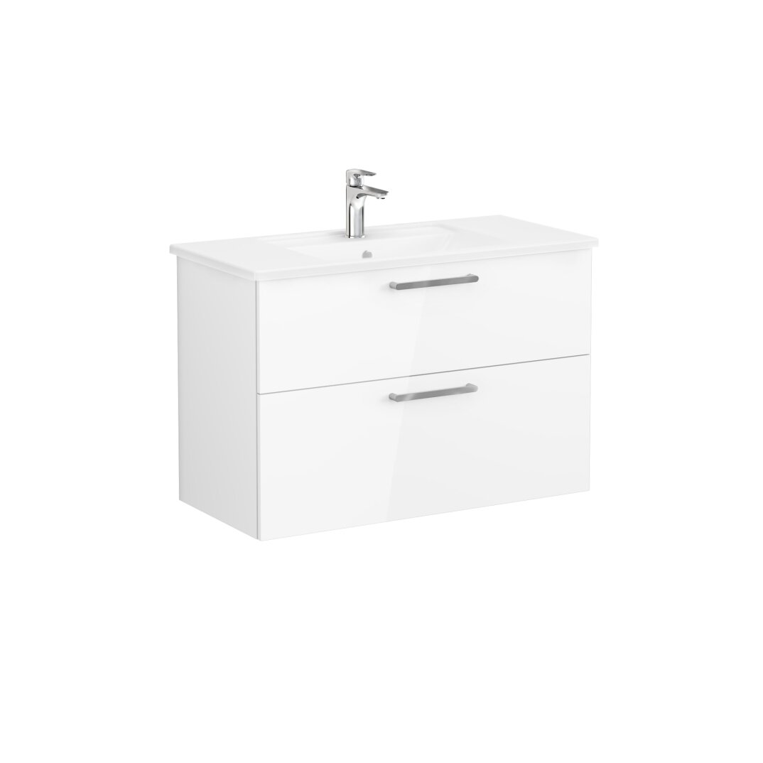 VitrA Root Flat İki Çekmeceli Lavabo Dolabı, 100 cm, Parlak Beyaz (Köşeli Lavabo Dahil),68303 - 5