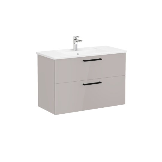 VitrA Root Flat İki Çekmeceli Lavabo Dolabı, 100 cm, Parlak Sahra Beji (Köşeli Lavabo Dahil),68306