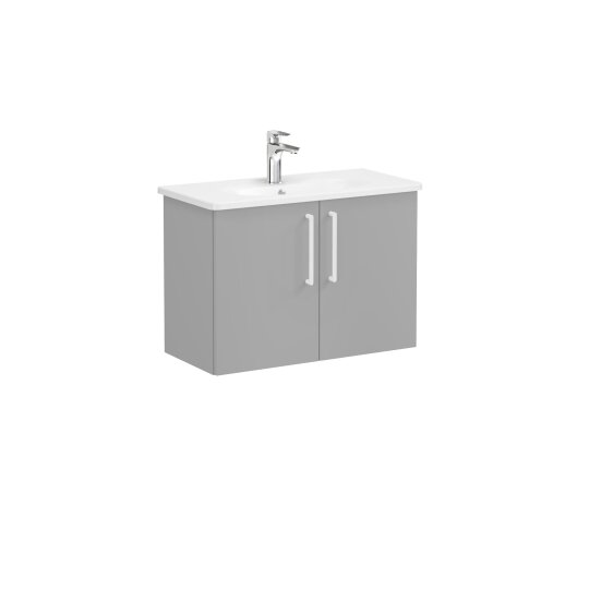 VitrA Root Flat Kapaklı Dar Lavabo Dolabı, 80 cm, Mat Kaya Gri (Yuvarlak Lavabo Dahil),68086 - 2