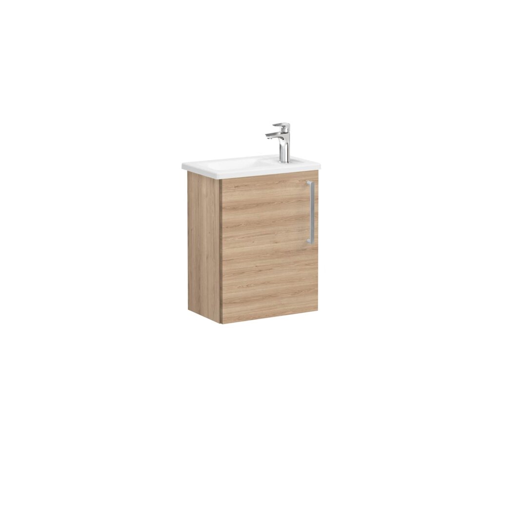 VitrA Root Flat Kapaklı Kompakt Lavabo Dolabı, 45 cm, Doğal Meşe (Köşeli Lavabo Dahil-Sol),66338 - 1