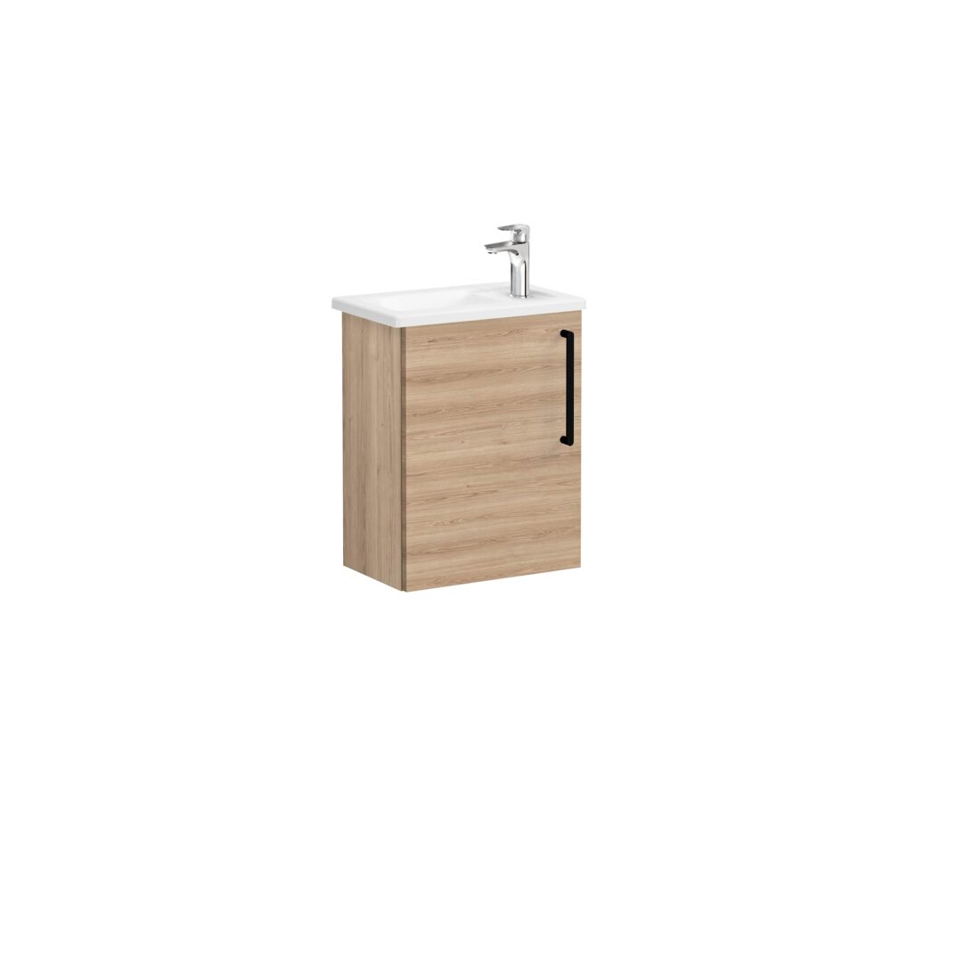 VitrA Root Flat Kapaklı Kompakt Lavabo Dolabı, 45 cm, Doğal Meşe (Köşeli Lavabo Dahil-Sol),66338 - 2