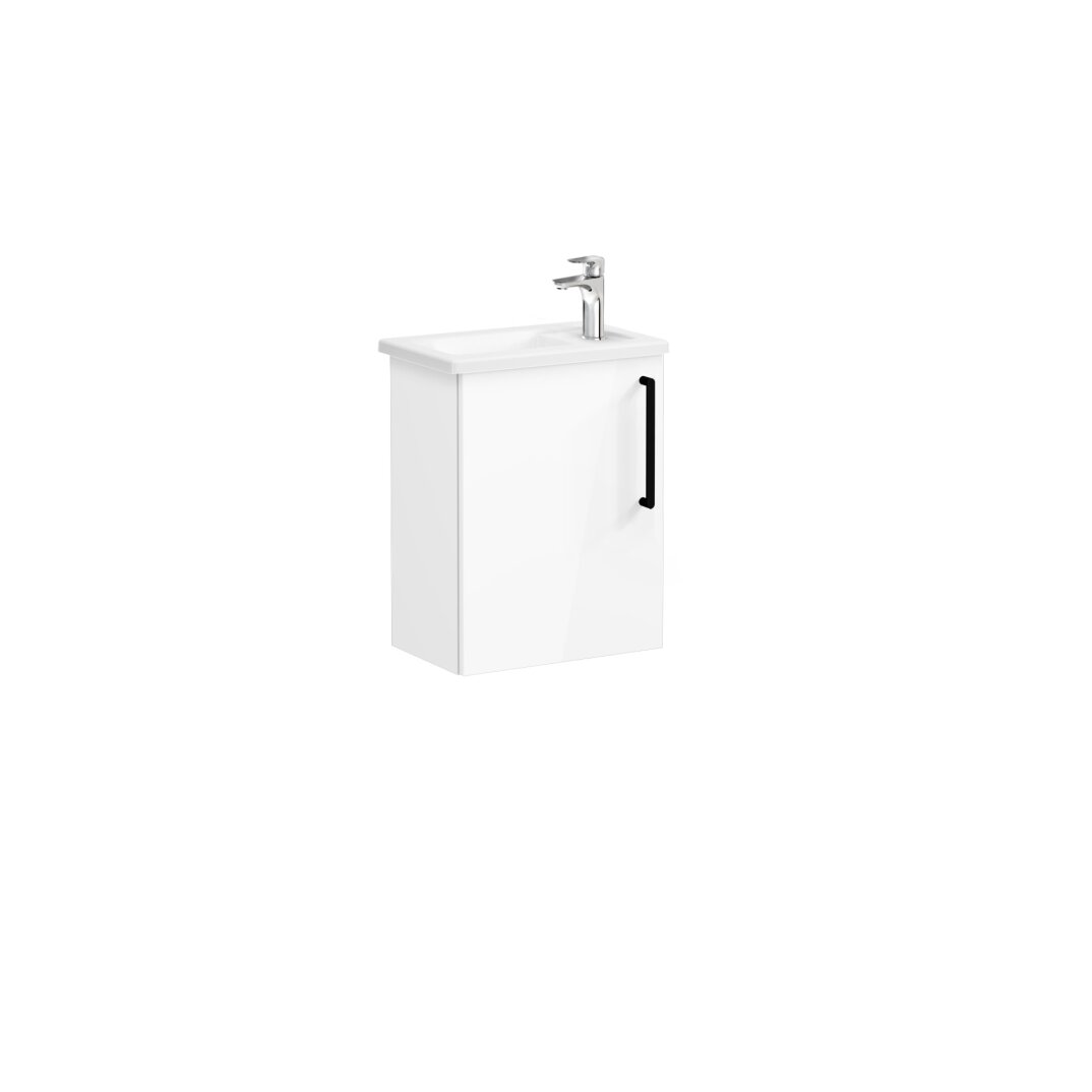 VitrA Root Flat Kapaklı Kompakt Lavabo Dolabı, 45 cm, Parlak Beyaz (Köşeli Lavabo Dahil-Sol),66342 - 4