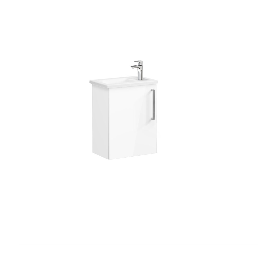 VitrA Root Flat Kapaklı Kompakt Lavabo Dolabı, 45 cm, Parlak Beyaz (Köşeli Lavabo Dahil-Sol),66342 - 5