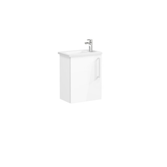 VitrA Root Flat Kapaklı Kompakt Lavabo Dolabı, 45 cm, Parlak Beyaz (Köşeli Lavabo Dahil-Sol),66342 - 6