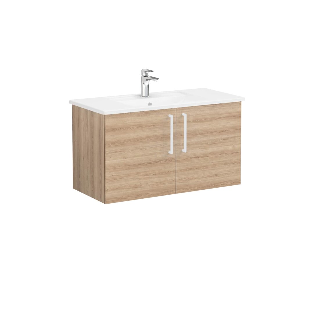 VitrA Root Flat Kapaklı Lavabo Dolabı, 100 cm, Doğal Meşe (Köşeli Lavabo Dahil),66314 - 2