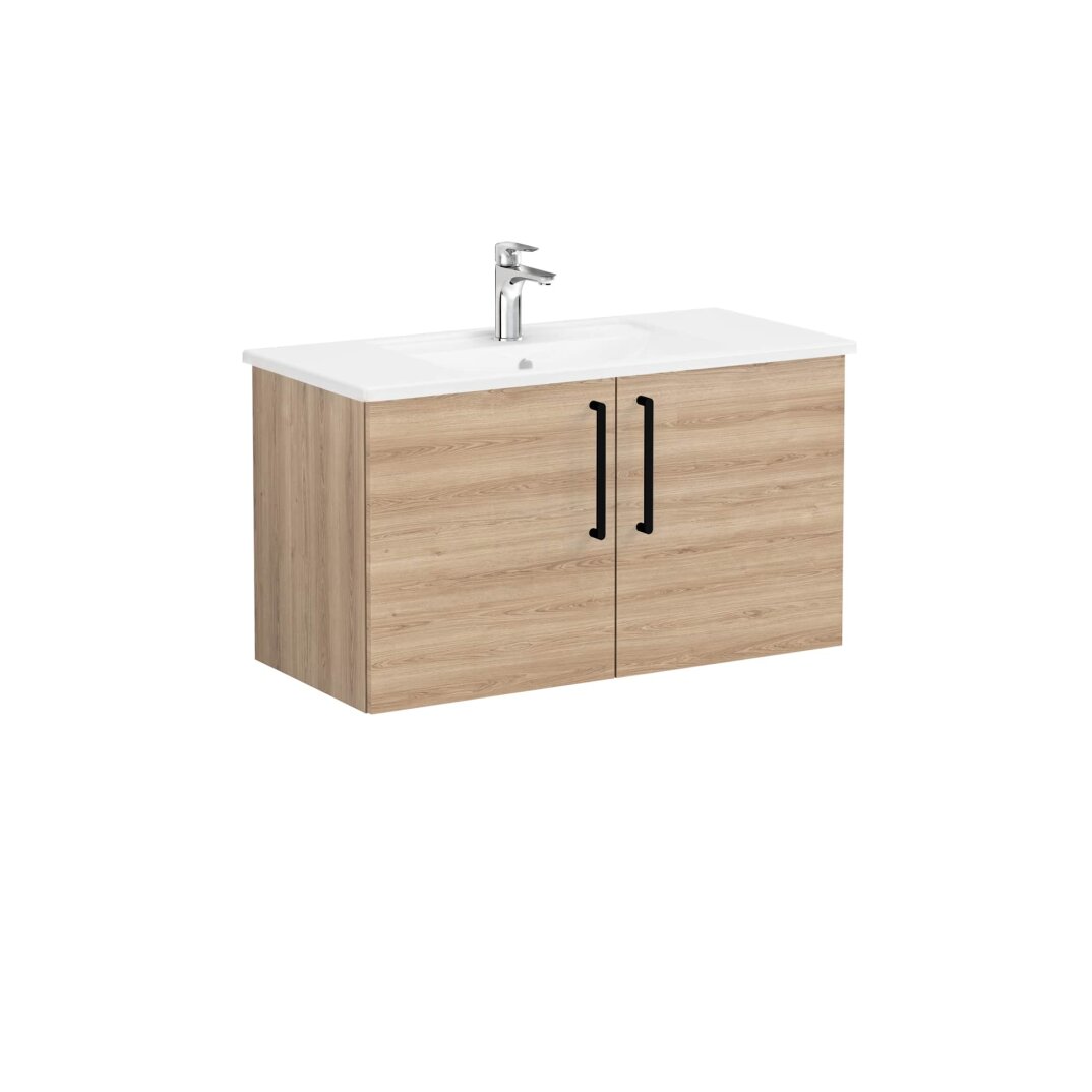 VitrA Root Flat Kapaklı Lavabo Dolabı, 100 cm, Doğal Meşe (Köşeli Lavabo Dahil),66314 - 3