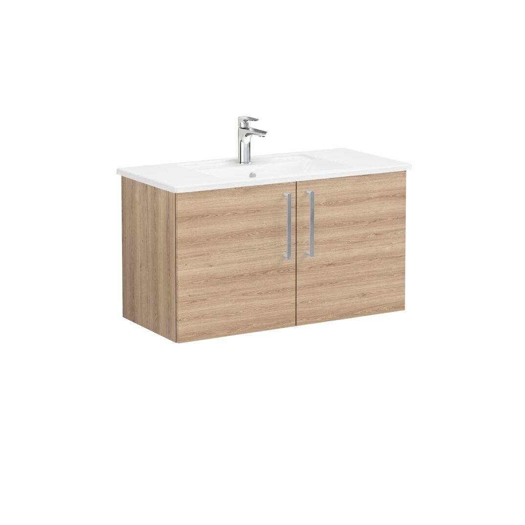 VitrA Root Flat Kapaklı Lavabo Dolabı, 100 cm, Doğal Meşe (Köşeli Lavabo Dahil),66314 - 4