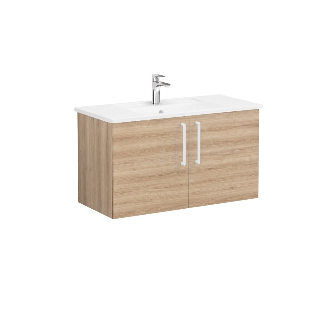 VitrA Root Flat Kapaklı Lavabo Dolabı, 100 cm, Doğal Meşe (Köşeli Lavabo Dahil),66314 - 5