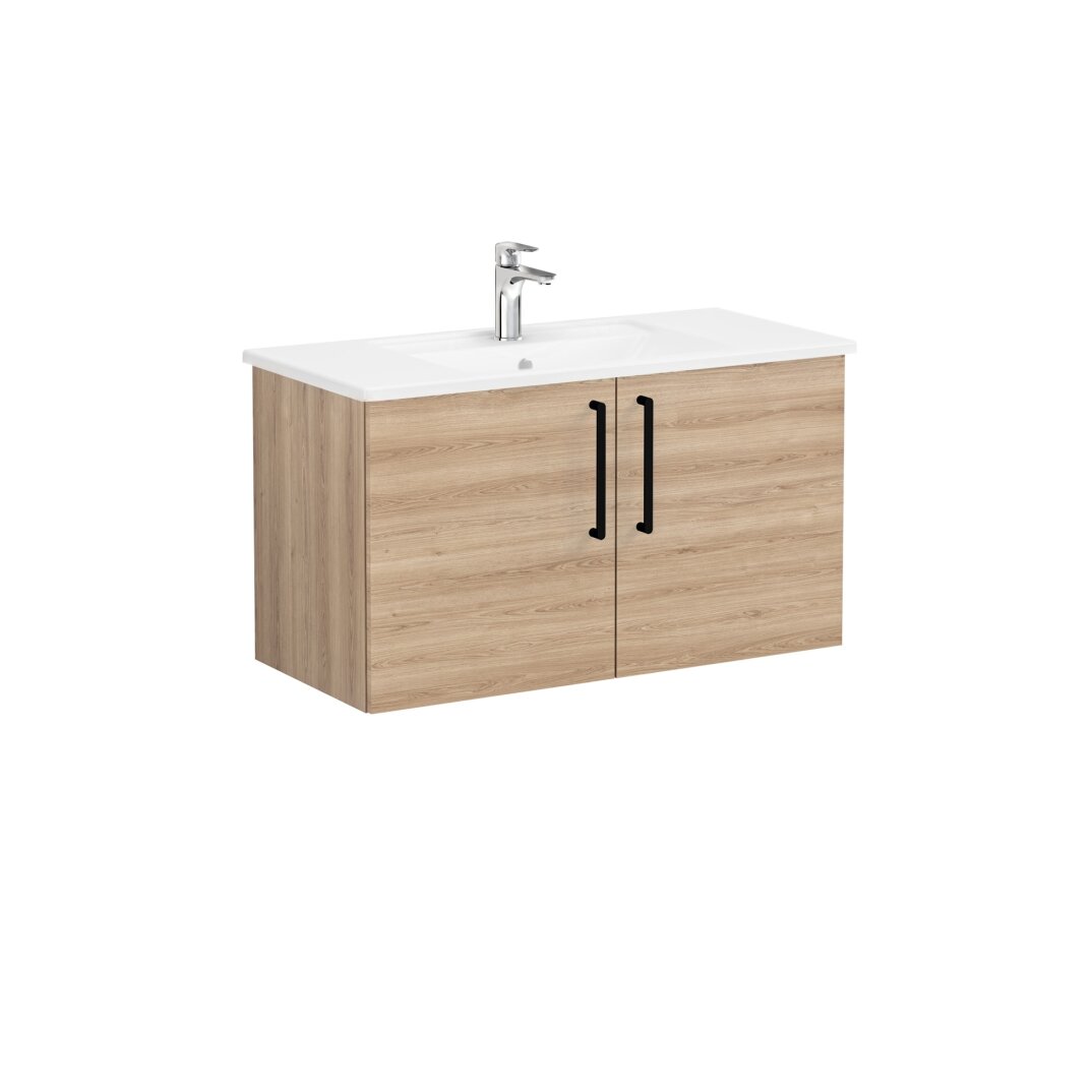 VitrA Root Flat Kapaklı Lavabo Dolabı, 100 cm, Doğal Meşe (Köşeli Lavabo Dahil),66314 - 6