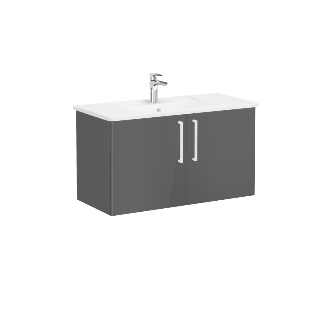 VitrA Root Flat Kapaklı Lavabo Dolabı, 100 cm, Parlak Antrasit (Köşeli Lavabo Dahil),66316 - 1
