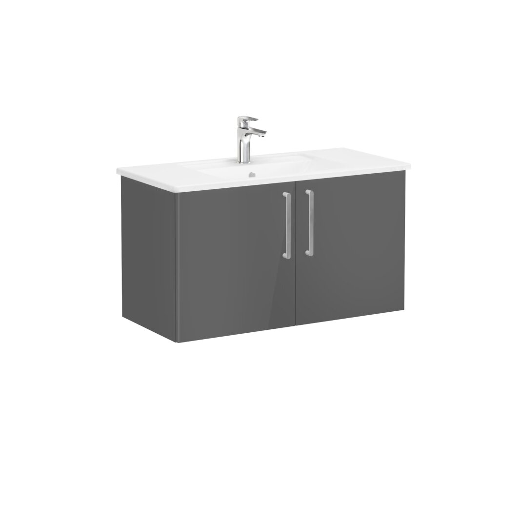 VitrA Root Flat Kapaklı Lavabo Dolabı, 100 cm, Parlak Antrasit (Köşeli Lavabo Dahil),66316 - 3