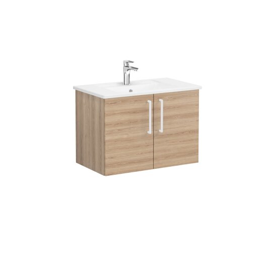 VitrA Root Flat Kapaklı Lavabo Dolabı, 80 cm, Doğal Meşe (Köşeli Lavabo Dahil),66386 - 2