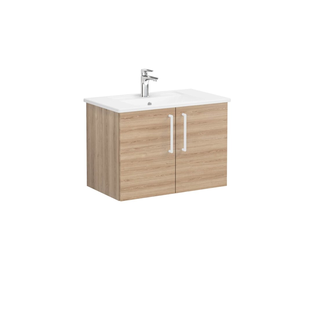 VitrA Root Flat Kapaklı Lavabo Dolabı, 80 cm, Doğal Meşe (Köşeli Lavabo Dahil),66386 - 2