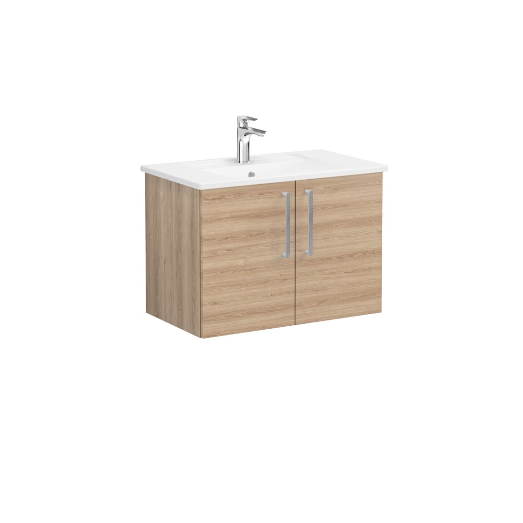 VitrA Root Flat Kapaklı Lavabo Dolabı, 80 cm, Doğal Meşe (Köşeli Lavabo Dahil),66386 - 3