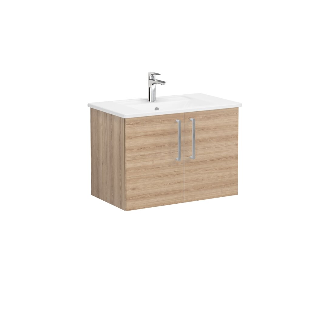 VitrA Root Flat Kapaklı Lavabo Dolabı, 80 cm, Doğal Meşe (Köşeli Lavabo Dahil),66386 - 6