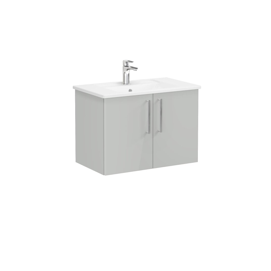 VitrA Root Flat Kapaklı Lavabo Dolabı, 80 cm, Parlak İnci Grisi (Köşeli Lavabo Dahil),66394 - 1