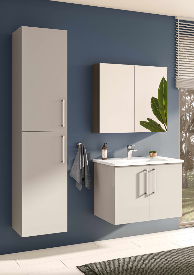 VitrA Root Flat Kapaklı Lavabo Dolabı, 80 cm, Parlak İnci Grisi (Köşeli Lavabo Dahil),66394 - 2