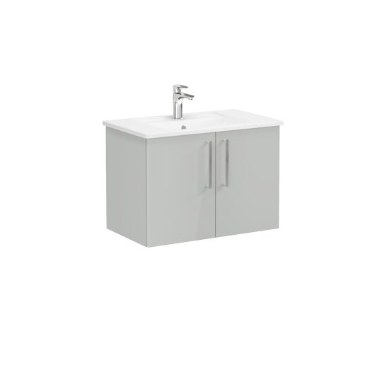 VitrA Root Flat Kapaklı Lavabo Dolabı, 80 cm, Parlak İnci Grisi (Köşeli Lavabo Dahil),66394 - 3