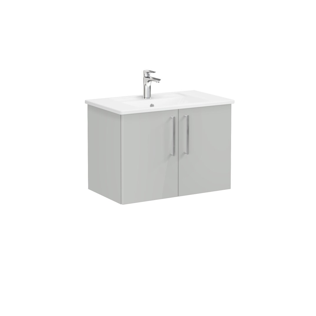 VitrA Root Flat Kapaklı Lavabo Dolabı, 80 cm, Parlak İnci Grisi (Köşeli Lavabo Dahil),66394 - 3