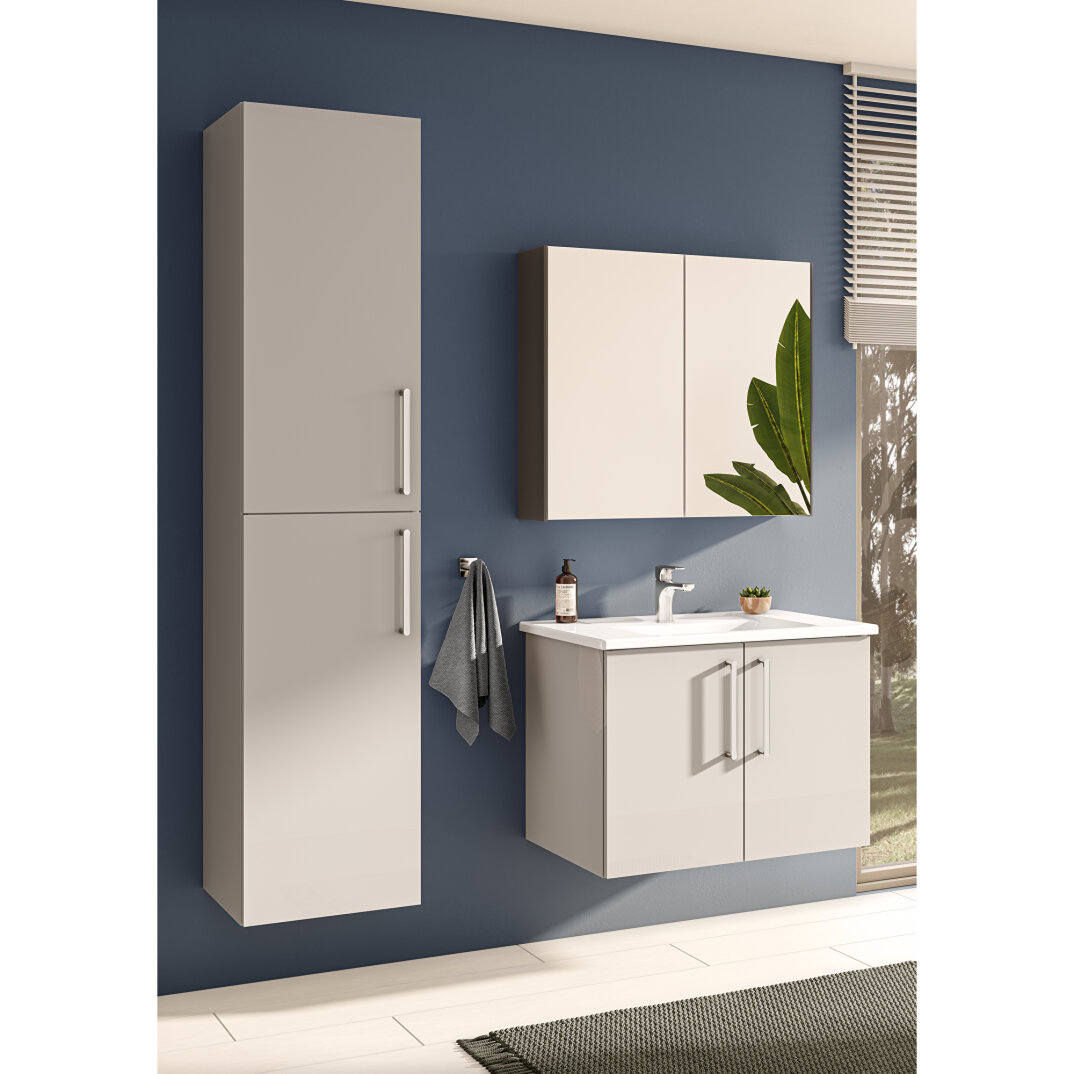 VitrA Root Flat Kapaklı Lavabo Dolabı, 80 cm, Parlak İnci Grisi (Köşeli Lavabo Dahil),66394 - 4