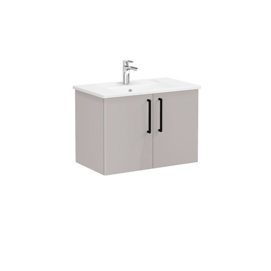 VitrA Root Flat Kapaklı Lavabo Dolabı, 80 cm, Parlak Sahra Beji (Köşeli Lavabo Dahil),66392 - 4
