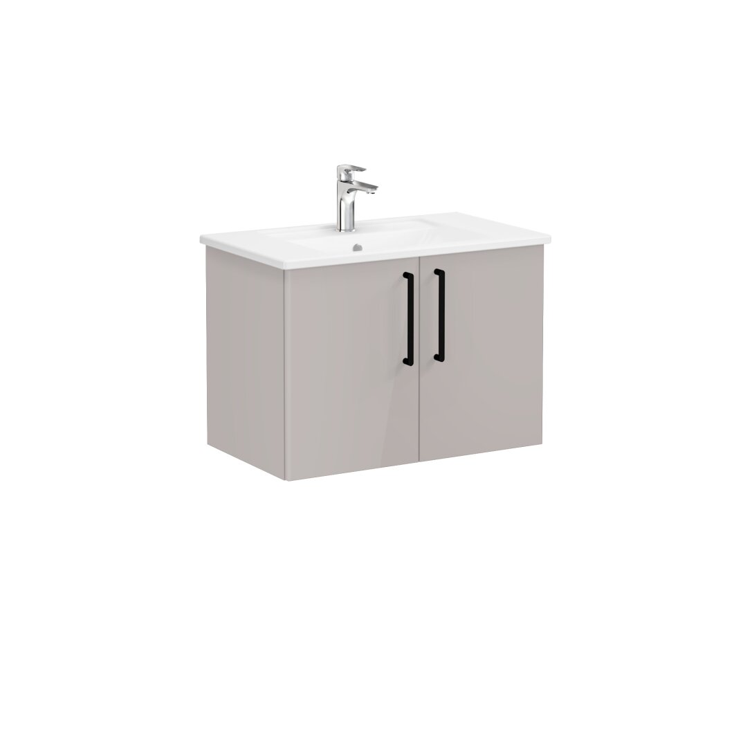 VitrA Root Flat Kapaklı Lavabo Dolabı, 80 cm, Parlak Sahra Beji (Köşeli Lavabo Dahil),66392 - 4