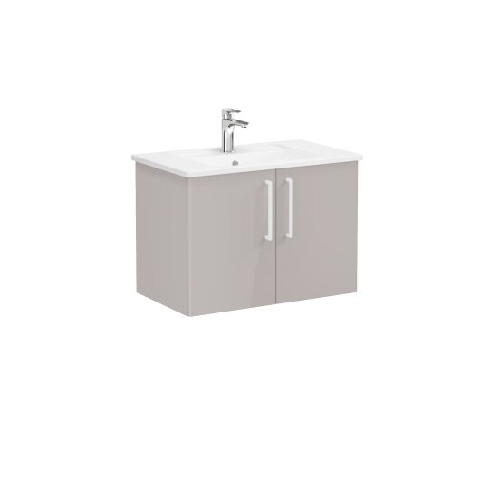 VitrA Root Flat Kapaklı Lavabo Dolabı, 80 cm, Parlak Sahra Beji (Köşeli Lavabo Dahil),66392 - 6