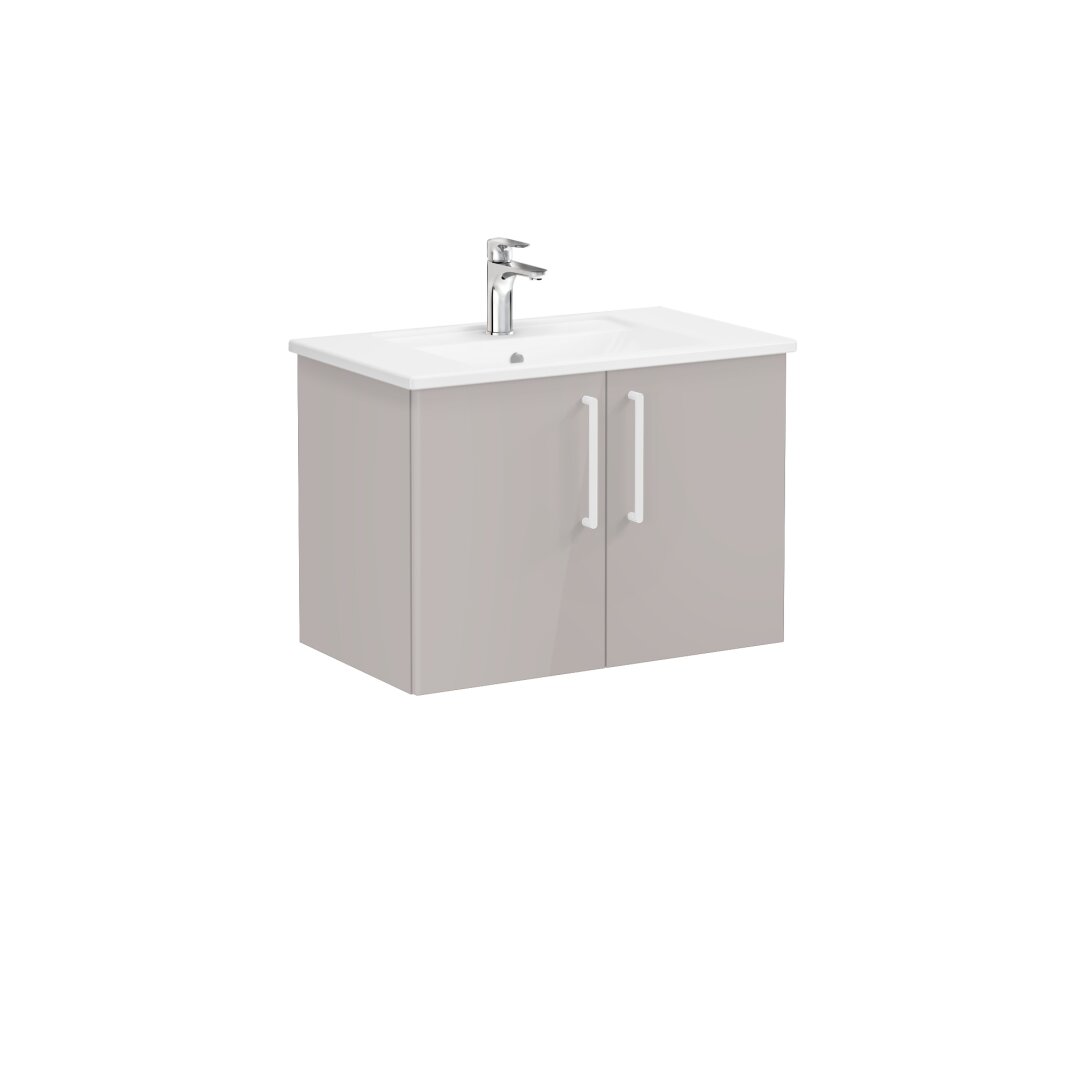 VitrA Root Flat Kapaklı Lavabo Dolabı, 80 cm, Parlak Sahra Beji (Köşeli Lavabo Dahil),66392 - 6