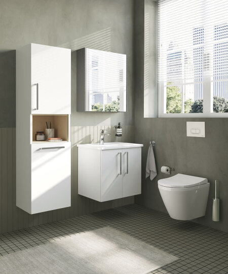 VitrA Root Flat Kısa Boy Dolabı (Sağ), 40 cm, Çamaşır Sepetli, Parlak Beyaz,66231 - 4
