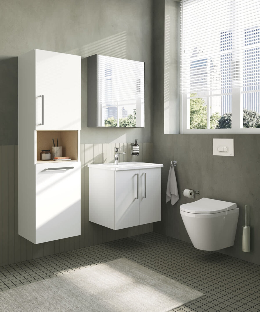 VitrA Root Flat Kısa Boy Dolabı (Sağ), 40 cm, Çamaşır Sepetli, Parlak Beyaz,66231 - 4
