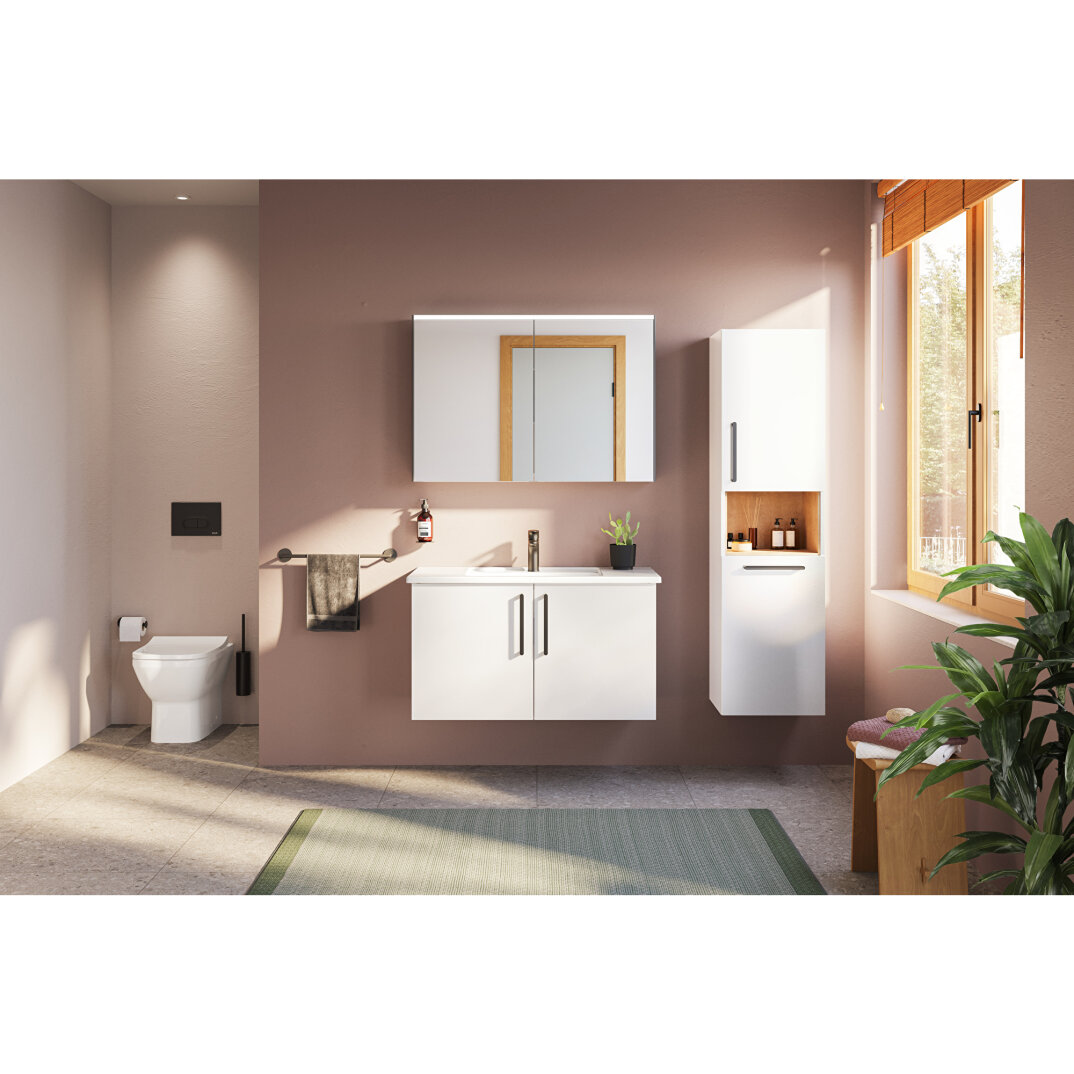 VitrA Root Flat Kısa Boy Dolabı (Sağ), 40 cm, Çamaşır Sepetli, Parlak Beyaz,66231 - 8