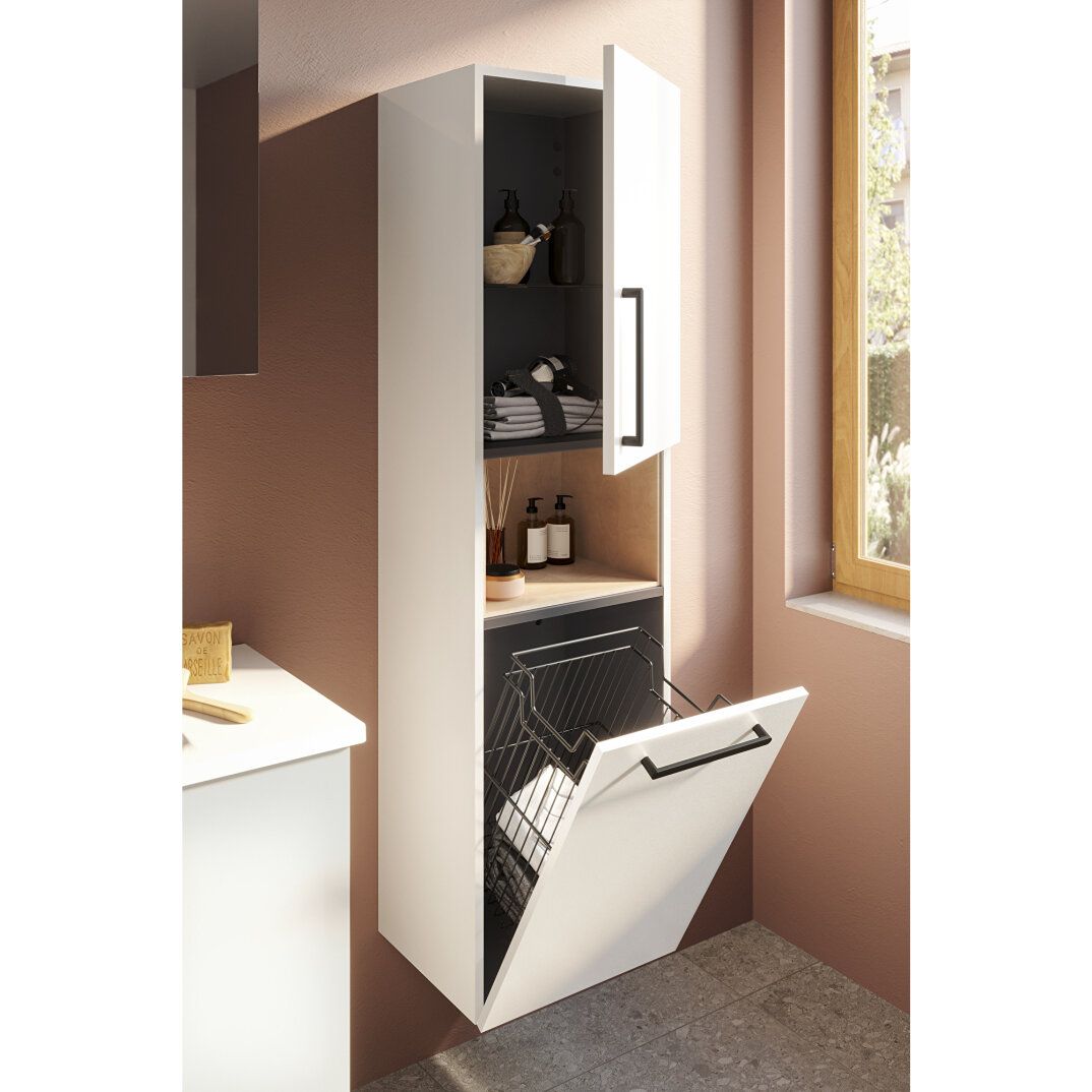 VitrA Root Flat Kısa Boy Dolabı (Sağ), 40 cm, Çamaşır Sepetli, Parlak Beyaz,66231 - 9