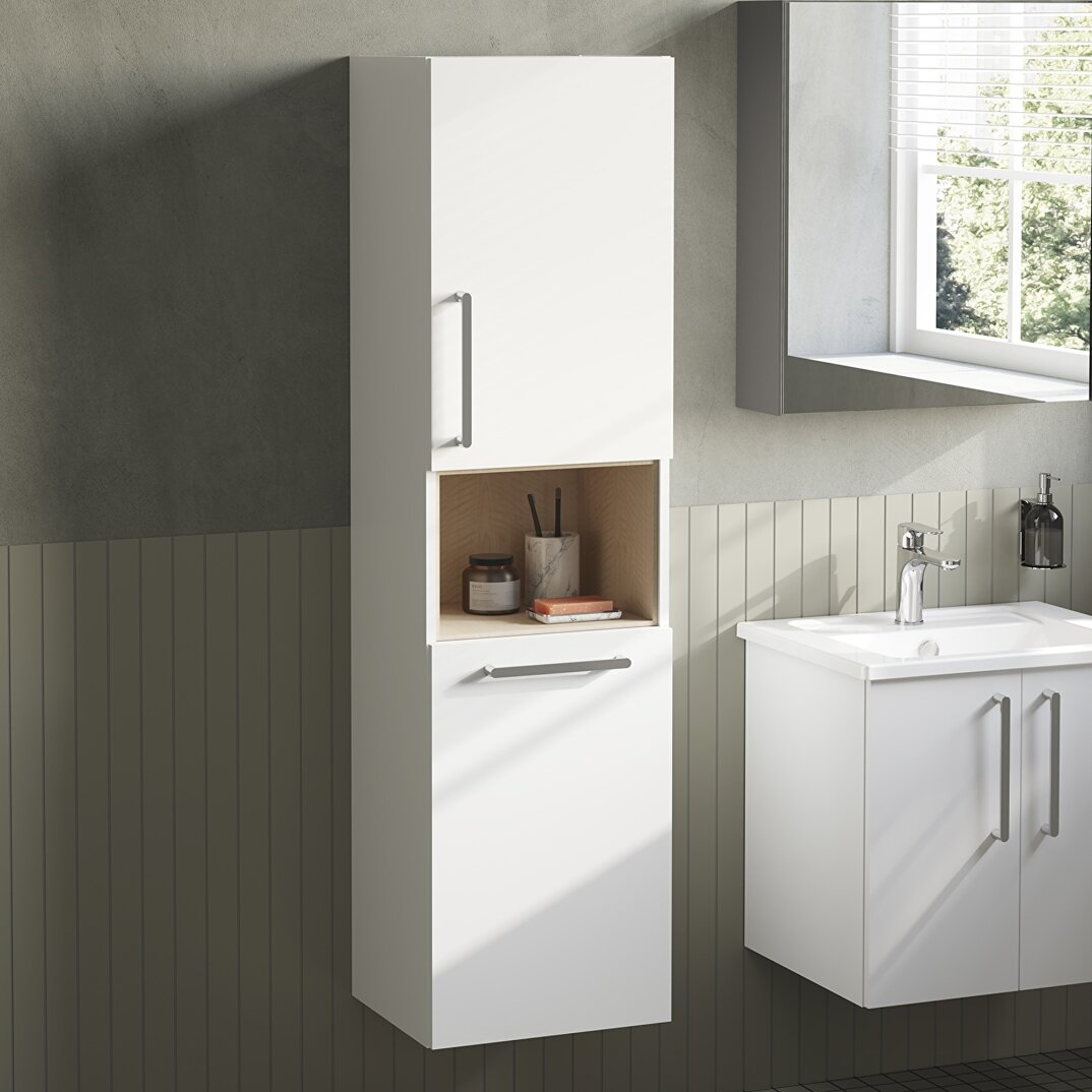 VitrA Root Flat Kısa Boy Dolabı (Sağ), 40 cm, Çamaşır Sepetli, Parlak Beyaz,66231 - 11