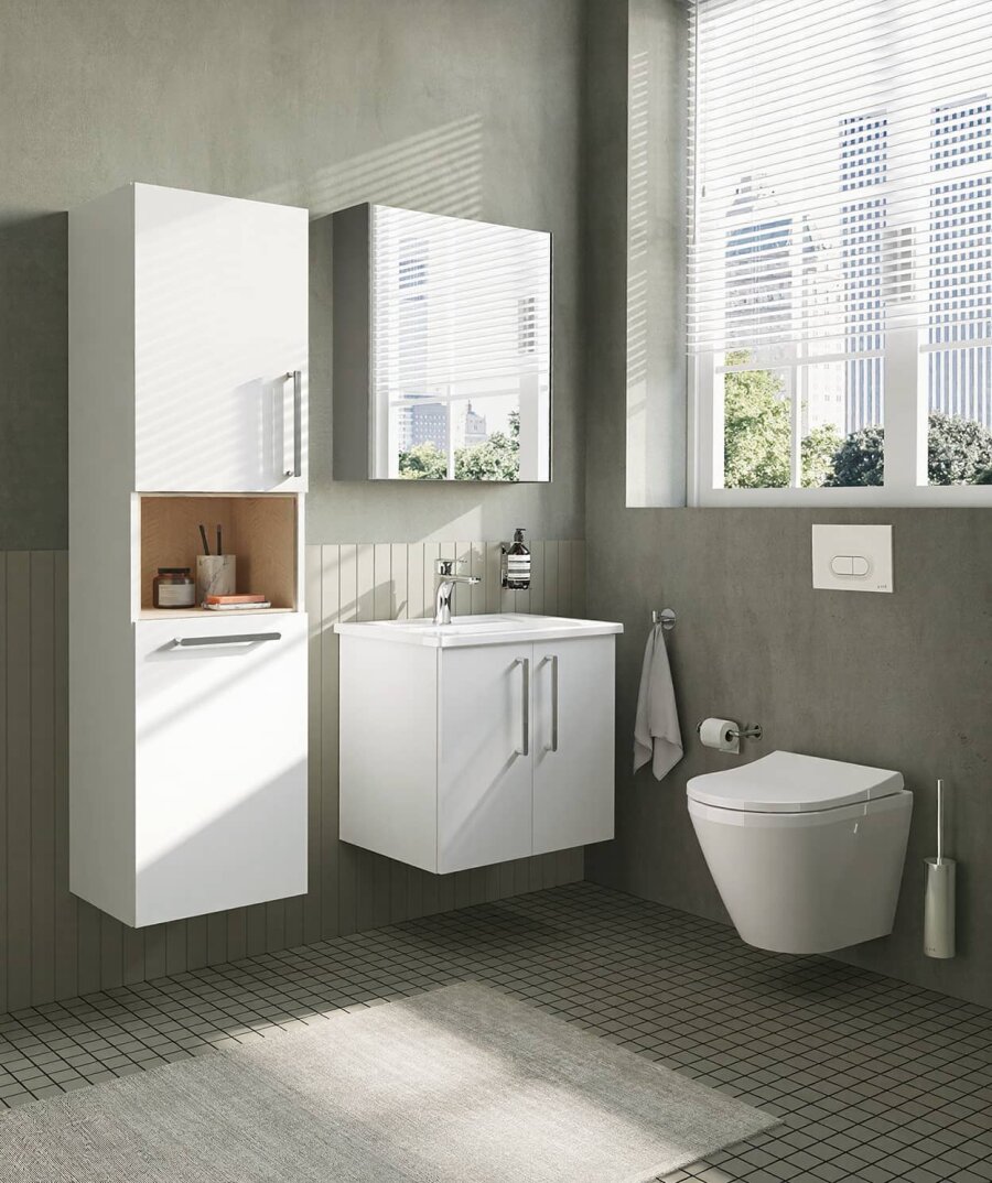 VitrA Root Flat Kısa Boy Dolabı (Sol), 40 cm, Çamaşır Sepetli, Parlak Beyaz,66237 - 3