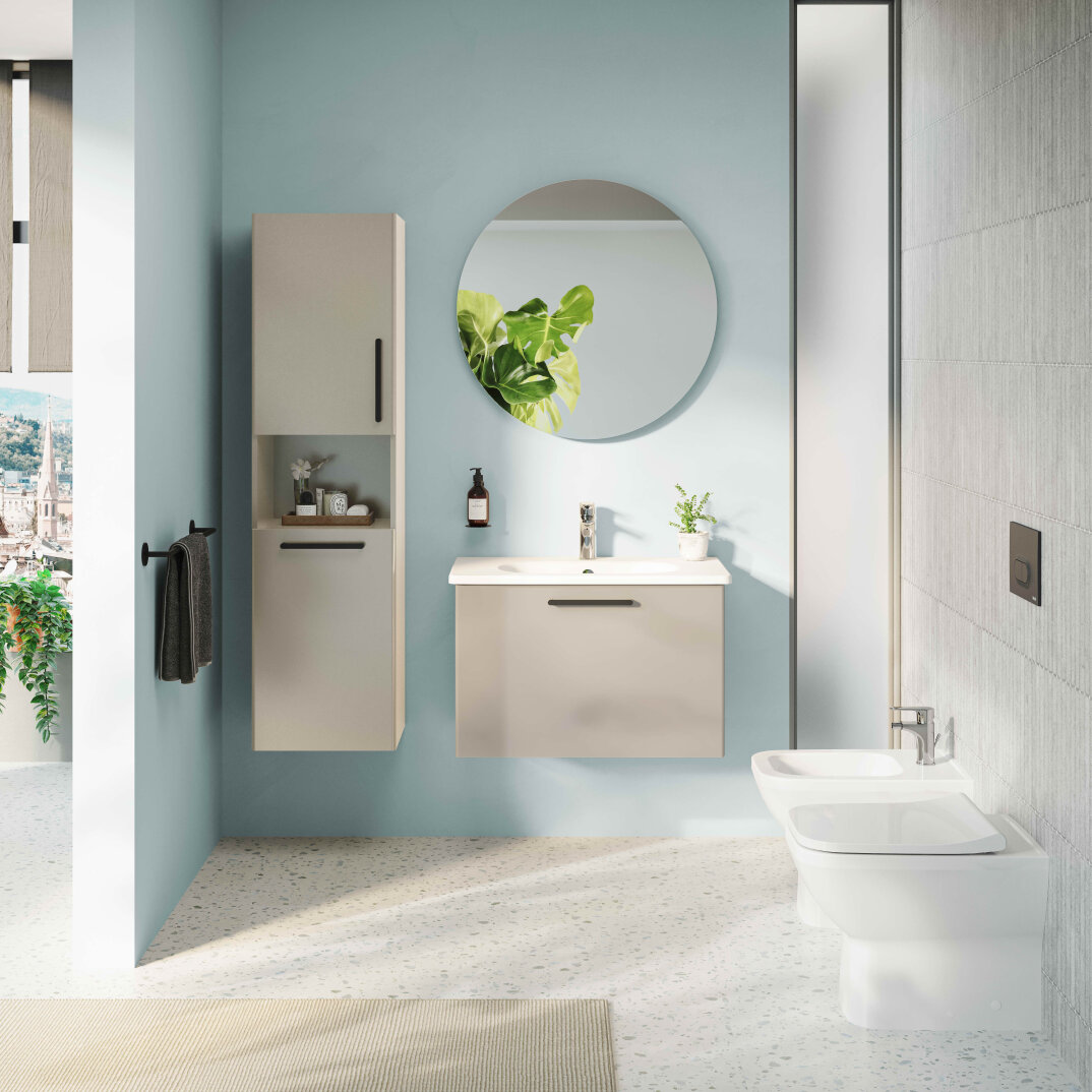 VitrA Root Flat Kısa Boy Dolabı (Sol), 40 cm, Çamaşır Sepetli, Parlak Sahra Beji,66238 - 2