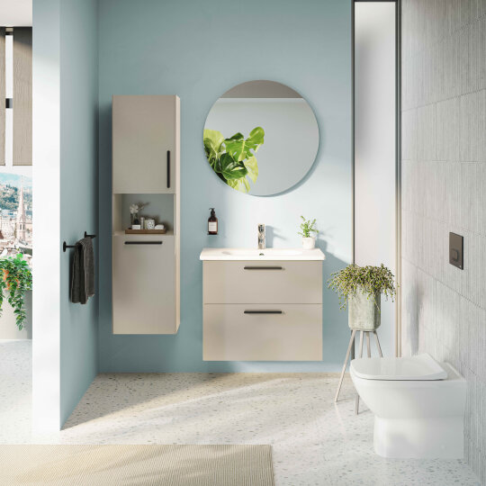 VitrA Root Flat Kısa Boy Dolabı (Sol), 40 cm, Çamaşır Sepetli, Parlak Sahra Beji,66238 - 4