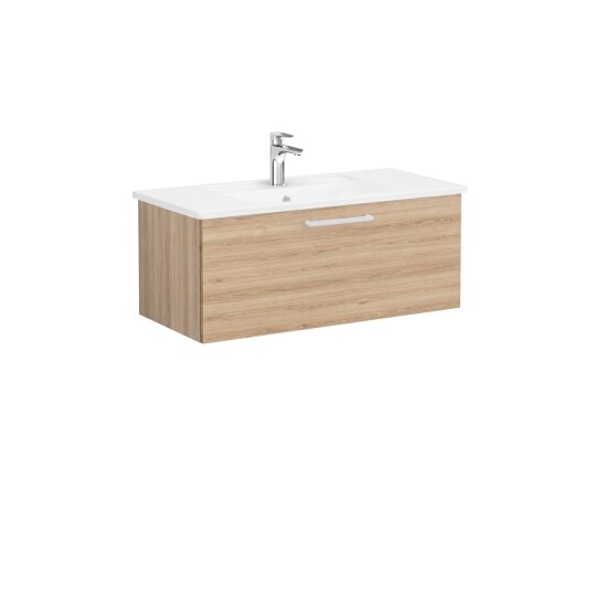 VitrA Root Flat Tek Çekmeceli Lavabo Dolabı, 100 cm, Doğal Meşe (Köşeli Lavabo Dahil),68245 - 4