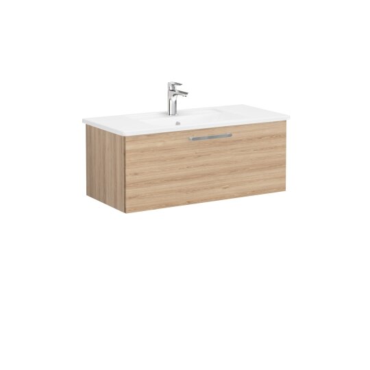VitrA Root Flat Tek Çekmeceli Lavabo Dolabı, 100 cm, Doğal Meşe (Köşeli Lavabo Dahil),68245 - 6