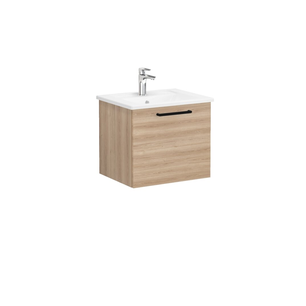 VitrA Root Flat Tek Çekmeceli Lavabo Dolabı, 60 cm, Doğal Meşe (Köşeli Lavabo Dahil),66410 - 5