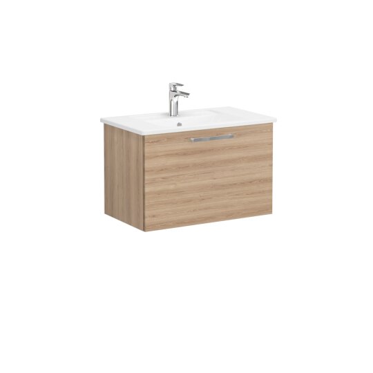 VitrA Root Flat Tek Çekmeceli Lavabo Dolabı, 80 cm, Doğal Meşe (Köşeli Lavabo Dahil),66422 - 4