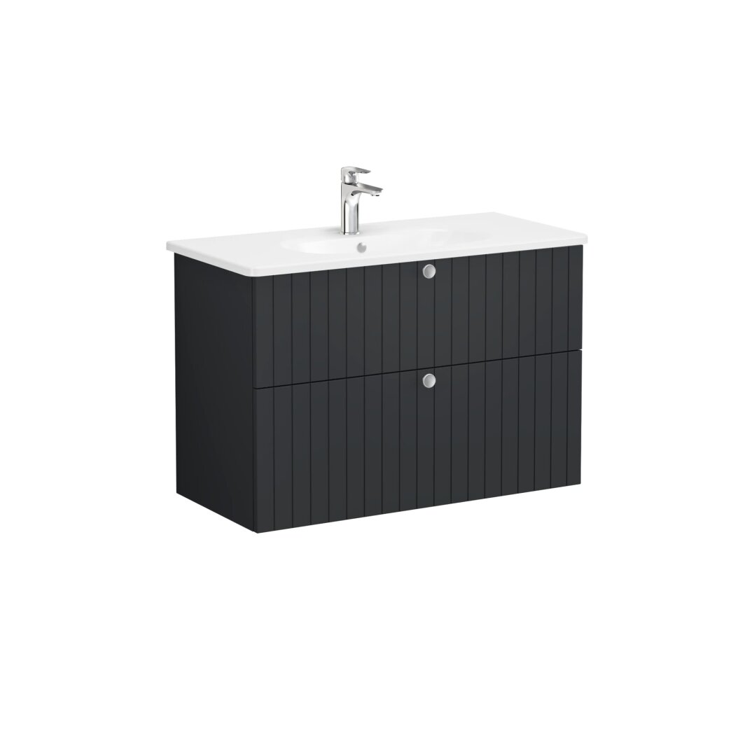 VitrA Root Groove Çift Çekmeceli Lavabo Dolabı, 100 cm, Mat Grafit (Yuvarlak Lavabo Dahil),69461 - 4