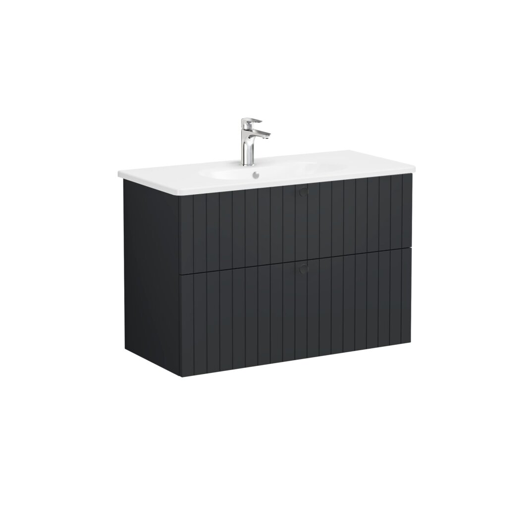 VitrA Root Groove Çift Çekmeceli Lavabo Dolabı, 100 cm, Mat Grafit (Yuvarlak Lavabo Dahil),69461 - 5