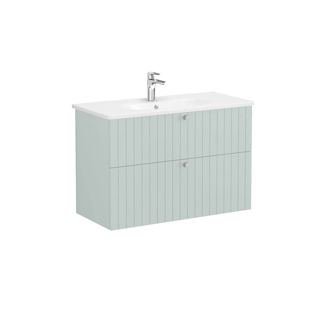 VitrA Root Groove Çift Çekmeceli Lavabo Dolabı, 100 cm, Mat Retro Yeşil (Yuvarlak Lavabo Dahil),69463 - 3