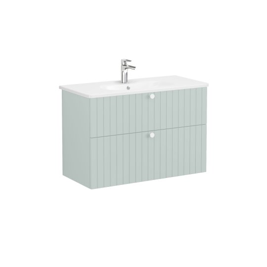 VitrA Root Groove Çift Çekmeceli Lavabo Dolabı, 100 cm, Mat Retro Yeşil (Yuvarlak Lavabo Dahil),69463 - 4