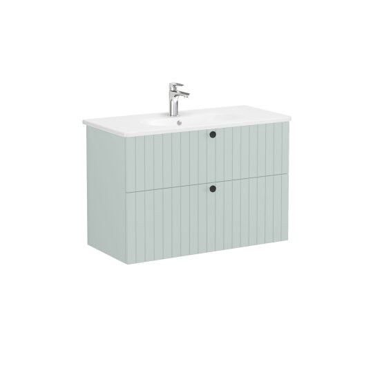 VitrA Root Groove Çift Çekmeceli Lavabo Dolabı, 100 cm, Mat Retro Yeşil (Yuvarlak Lavabo Dahil),69463 - 5