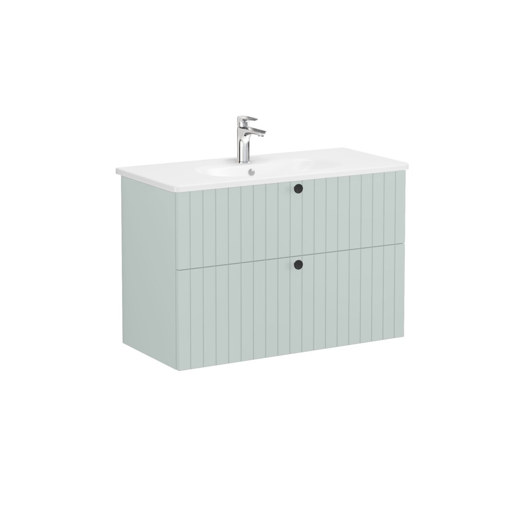 VitrA Root Groove Çift Çekmeceli Lavabo Dolabı, 100 cm, Mat Retro Yeşil (Yuvarlak Lavabo Dahil),69463 - 5