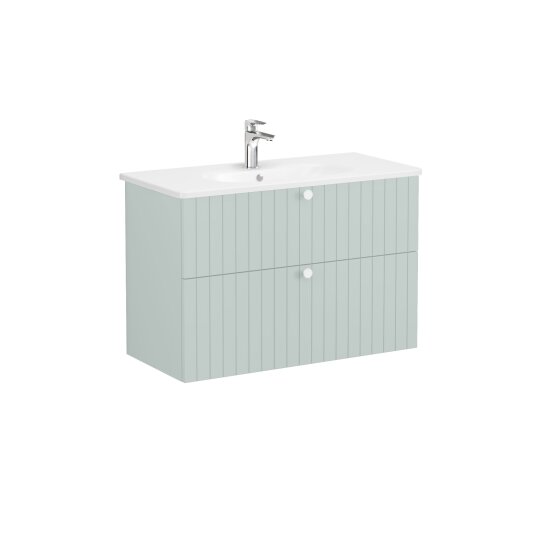 VitrA Root Groove Çift Çekmeceli Lavabo Dolabı, 100 cm, Mat Retro Yeşil (Yuvarlak Lavabo Dahil),69463 - 6