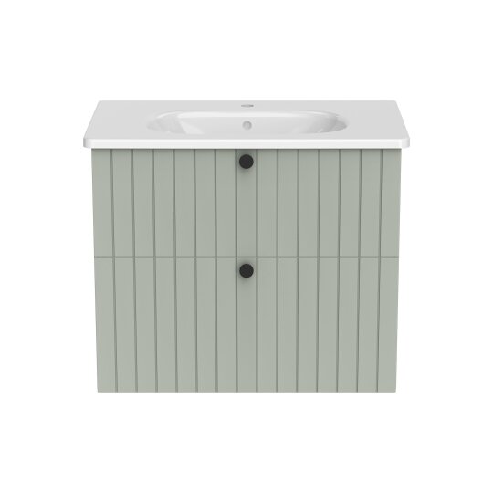 VitrA Root Groove Çift Çekmeceli Lavabo Dolabı, 100 cm, Mat Retro Yeşil (Yuvarlak Lavabo Dahil),69463 - 9