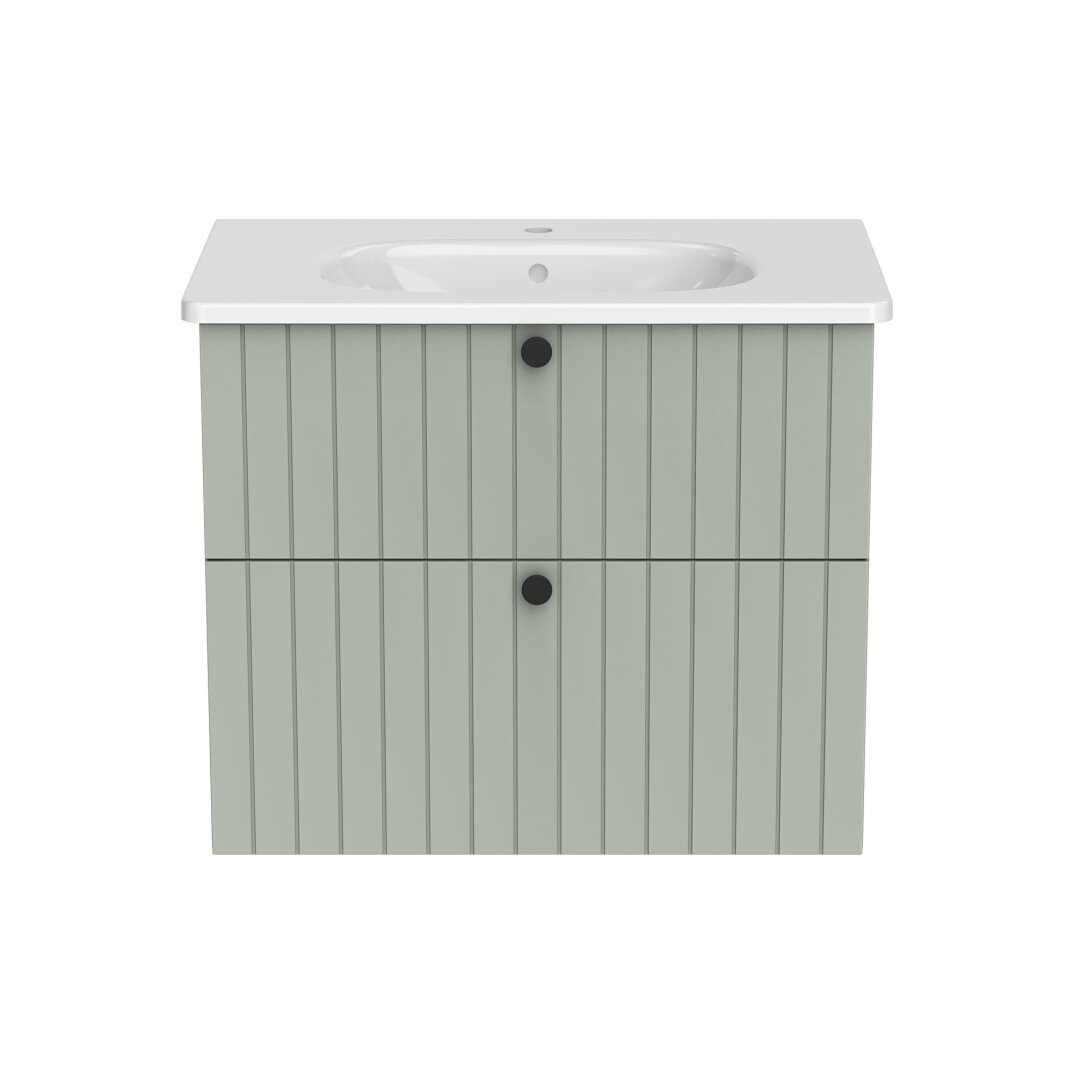 VitrA Root Groove Çift Çekmeceli Lavabo Dolabı, 100 cm, Mat Retro Yeşil (Yuvarlak Lavabo Dahil),69463 - 9
