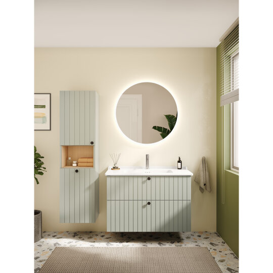 VitrA Root Groove Çift Çekmeceli Lavabo Dolabı, 100 cm, Mat Retro Yeşil (Yuvarlak Lavabo Dahil),69463 - 11